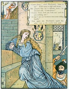 „O siostro Anno, nic nie widzisz”, ilustracja do „Sinobrodego” Charlesa Perraulta (1628-1703) (kolorystyka) autorstwa Walter Crane